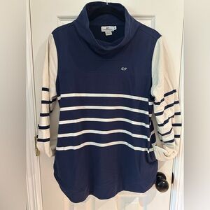 Vineyard Vines Blue and White Striped Pullover Tshirt—Size Medium